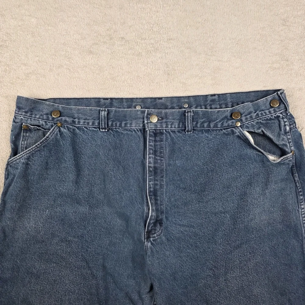 Vintage KEY Jeans Mens 50x30 (46x28) Blue Suspender Buttons Workwear Made in USA
